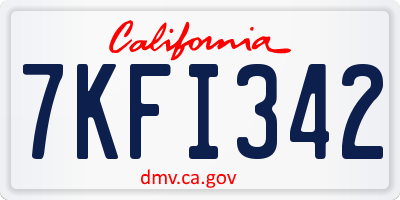 CA license plate 7KFI342