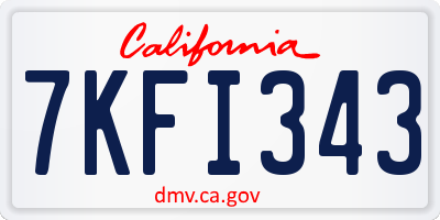 CA license plate 7KFI343
