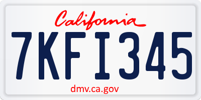 CA license plate 7KFI345