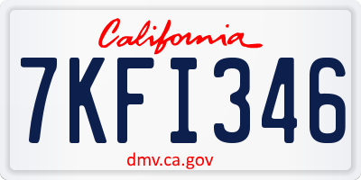 CA license plate 7KFI346