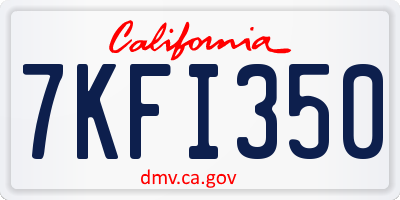 CA license plate 7KFI350