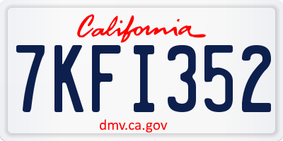 CA license plate 7KFI352