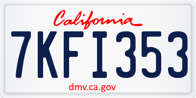 CA license plate 7KFI353