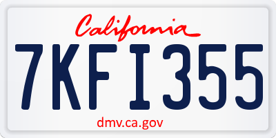 CA license plate 7KFI355
