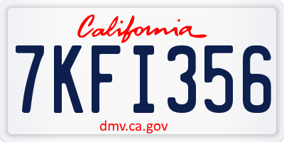CA license plate 7KFI356