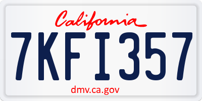 CA license plate 7KFI357