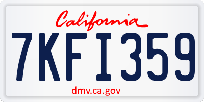 CA license plate 7KFI359