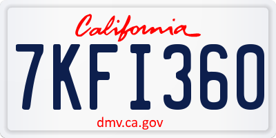 CA license plate 7KFI360