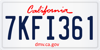 CA license plate 7KFI361