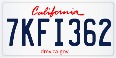 CA license plate 7KFI362