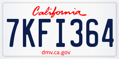 CA license plate 7KFI364