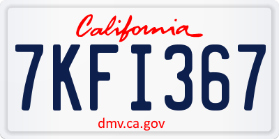 CA license plate 7KFI367