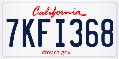 CA license plate 7KFI368