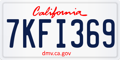 CA license plate 7KFI369