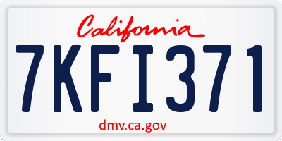 CA license plate 7KFI371
