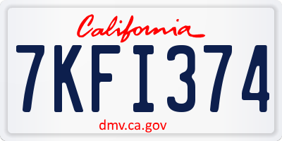 CA license plate 7KFI374