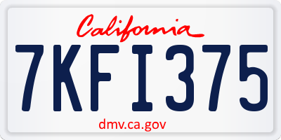 CA license plate 7KFI375
