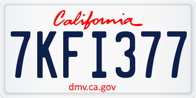CA license plate 7KFI377