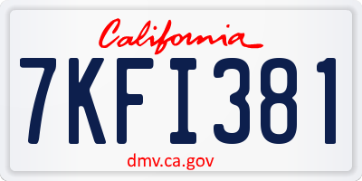 CA license plate 7KFI381