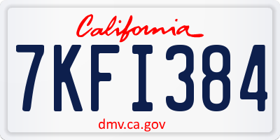 CA license plate 7KFI384