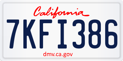 CA license plate 7KFI386