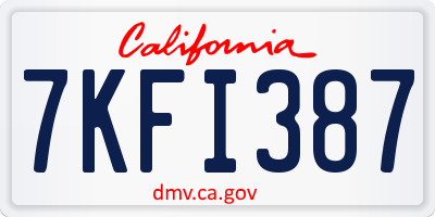 CA license plate 7KFI387