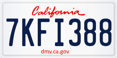 CA license plate 7KFI388