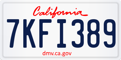 CA license plate 7KFI389
