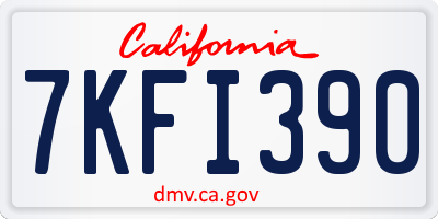 CA license plate 7KFI390