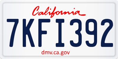 CA license plate 7KFI392