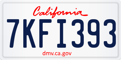 CA license plate 7KFI393
