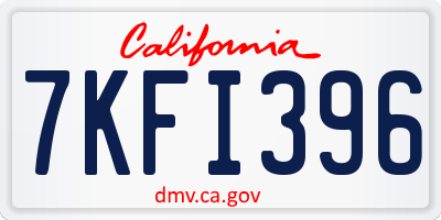 CA license plate 7KFI396