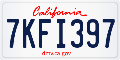 CA license plate 7KFI397