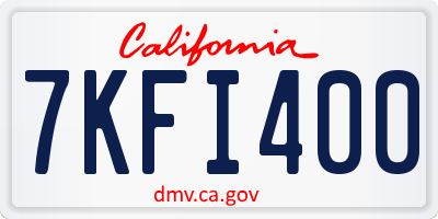 CA license plate 7KFI400