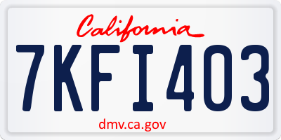 CA license plate 7KFI403