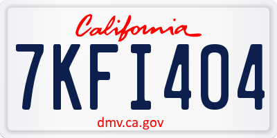CA license plate 7KFI404