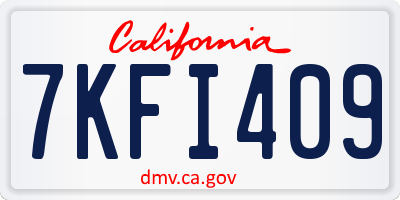 CA license plate 7KFI409