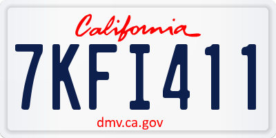 CA license plate 7KFI411