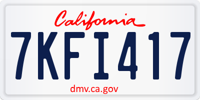 CA license plate 7KFI417