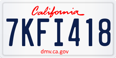 CA license plate 7KFI418