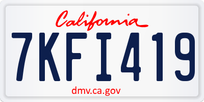 CA license plate 7KFI419