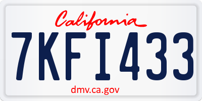 CA license plate 7KFI433