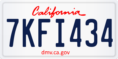 CA license plate 7KFI434