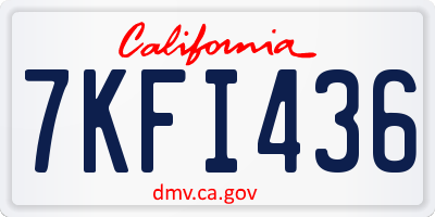 CA license plate 7KFI436