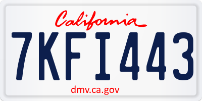 CA license plate 7KFI443