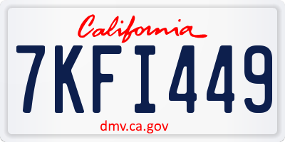 CA license plate 7KFI449