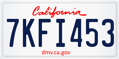 CA license plate 7KFI453
