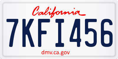 CA license plate 7KFI456