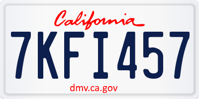 CA license plate 7KFI457