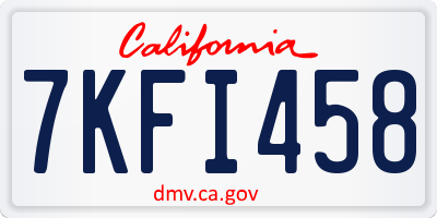 CA license plate 7KFI458